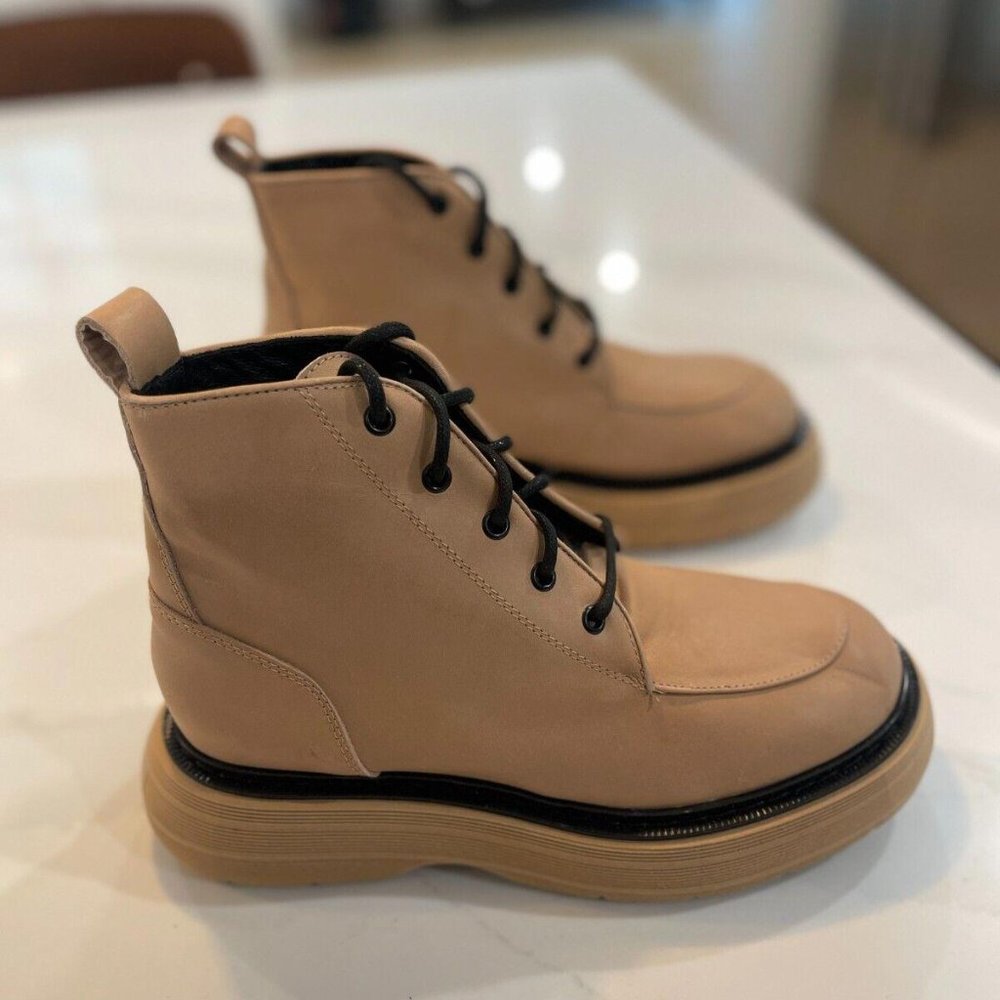New Free People Mara Lace Up Platform Boots in Taupe Brown size US 9 / EUR 39 - Picture 3 of 9